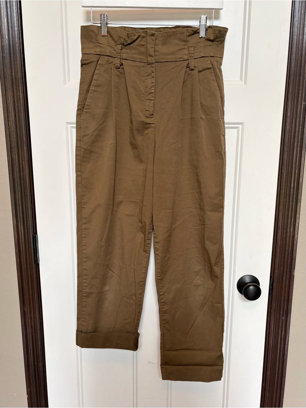JUST FEMALE Mina Trousers High Waist Pleated Paperbag Cropped Straight Leg Pants